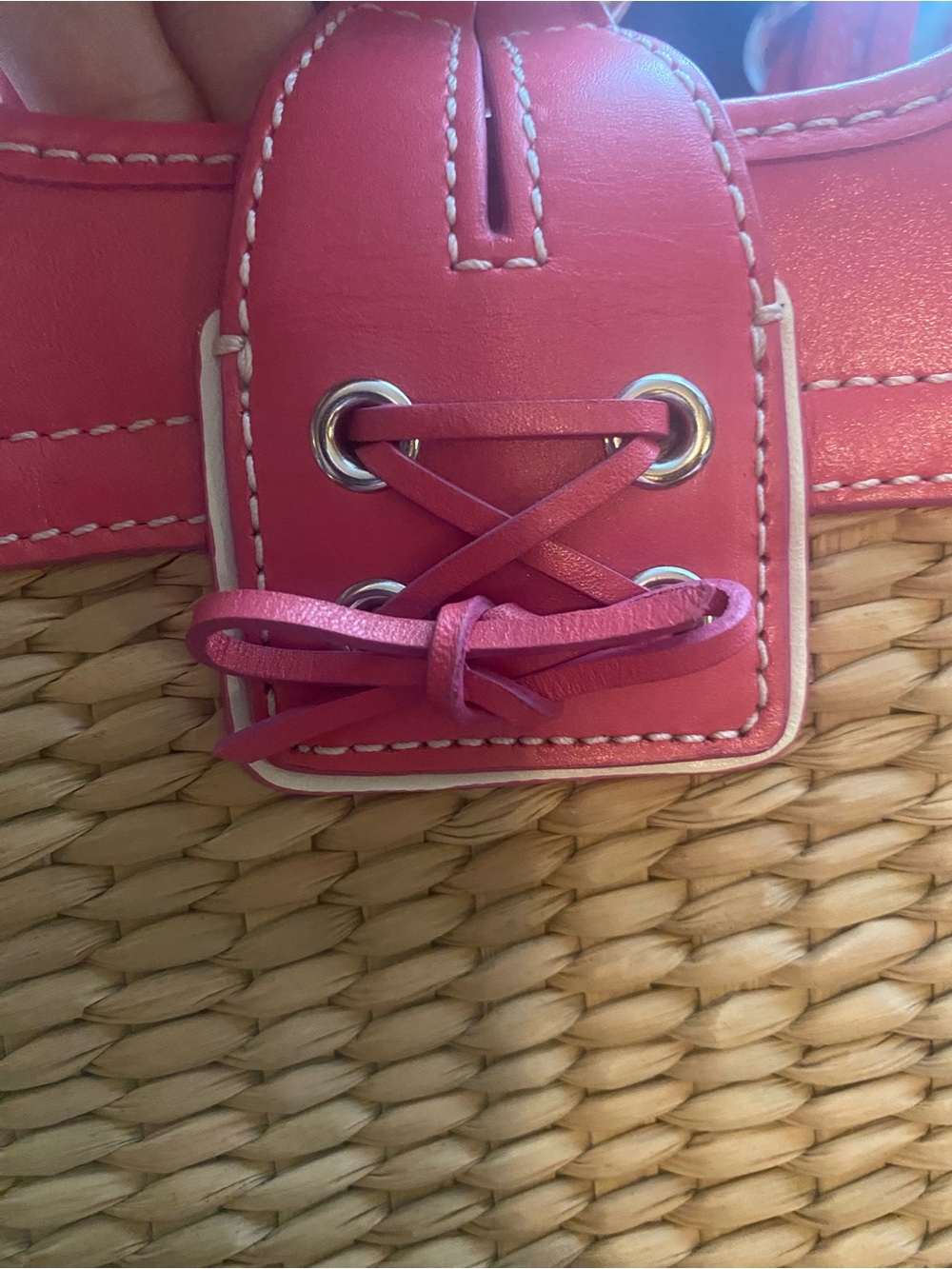 Coach Woven Straw & Pink Leather Butterfly Handbag NWOT+Charms - Picture 13 of 14